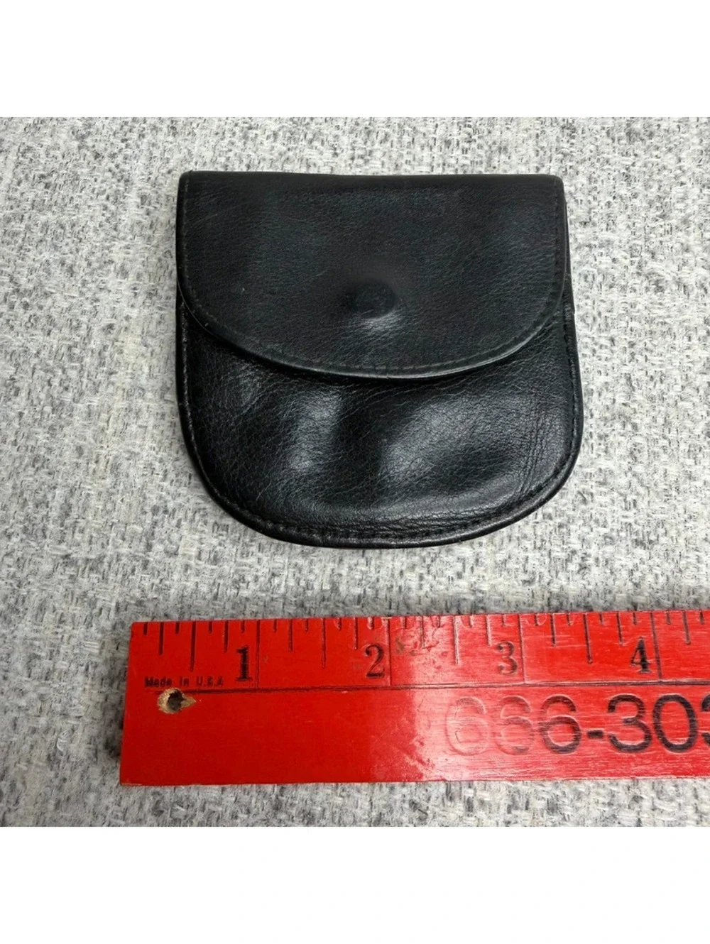 Black Genuine Leather Around the Belt Pouch Wallet Snap Coin Card Holder Vintage